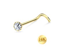 14K Gold Round CZ Nose Stud 14KY-NSKB-686